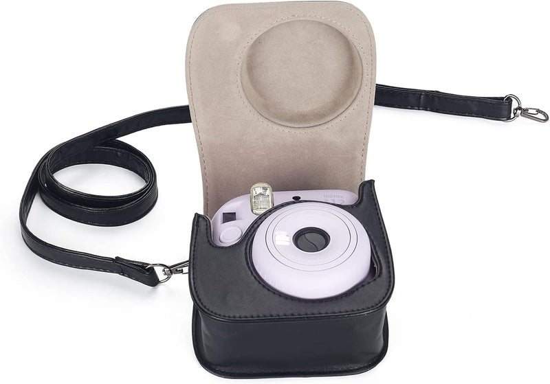 Phetium Instant mini 12 Camera Protective Case Compatible with Instax Mini 12 11,PU Leather Bag with Pocket and Adjustable Shoulder Strap (Black) - Image 5